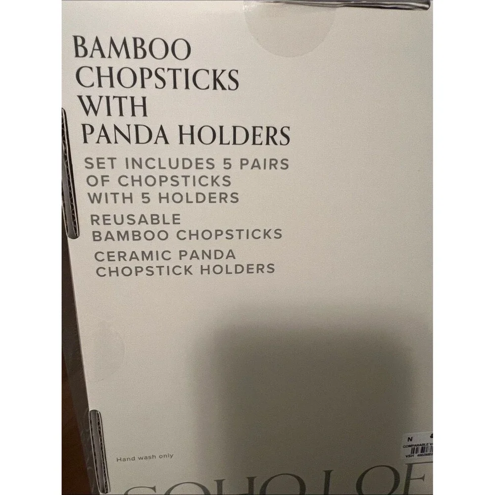 #2315*Soho Loft Bamboo Chopsticks Set W/Panda Holders - Colorful Floral Handles